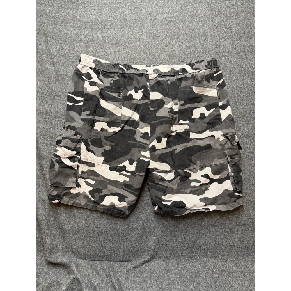 Mens Camo Cargo Shorts Grayscale Camouflage Elastic Waist Cotton 5XL Streetwear - Picture 3 of 7